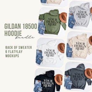Back of Gildan 18500 mock up, G185 Mockup Bundle, Simple Mock-ups, Minimalist flatlay sweatshirt mockups, Hoodie flat lay, Print on Demand