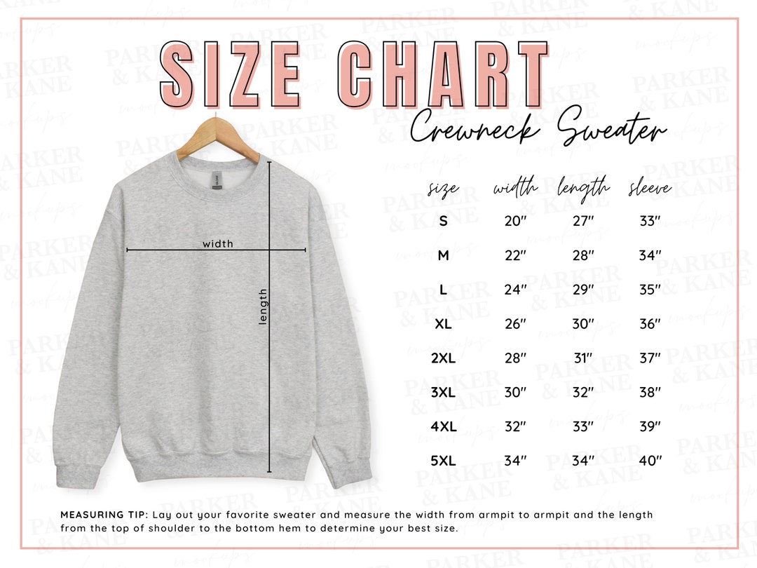 Gildan 18000 Size Chart, Ash Grey Sweater Measurements Mock Up, G180 ...