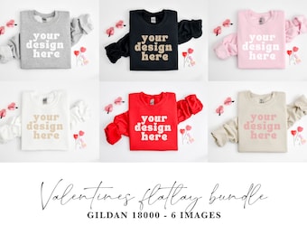 Gildan 18000 Mockup Bundle, Valentines Mock up, G180 Folded crewneck, sweater flat lay, Flatlay sweatshirt mock-up, Simple Crew neck mockups