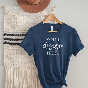 Printful, BellaCanvas, Mockup, 3001 Boho Hanging blank tee shirt photo, High resolution digital photography download for Print on demand