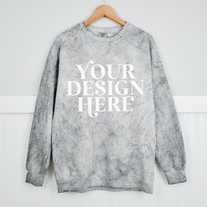 Comfort Colors 1545 mock up, Front & back of shirt, Color Blast Smoke Sweatshirt Mockup, Summer Lifestyle Mockup, Hanging Sweater mock-up