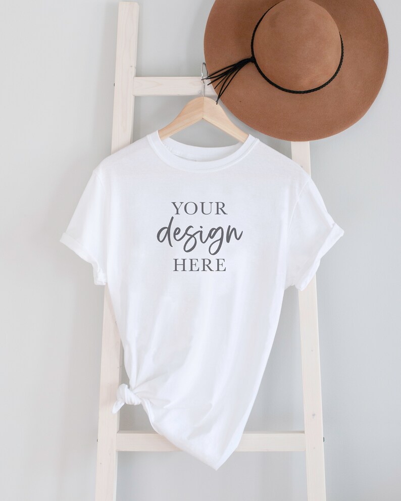 Gildan Mockup Bundle, Softstyle 64000 mock up, lifestyle flat lay, POD Mocks, print on demand, SS G64000, Printful mockup, Printify mockup image 6