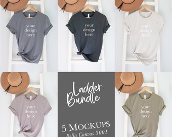 Bella Canvas 3001 Mockup Bundle Minimalist Blank mocks BC3001 styled photo Print on demand mock up BC 3001 tshirt mock-up white background