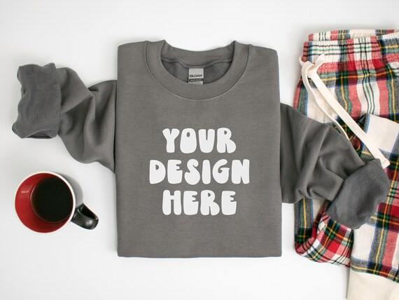 Christmas Gildan 18000 Mock-up, Charcoal Grey, Sweatshirt mockup, G180 mockups, holiday mocks, sweater mock, Gildan18000, Print on demand