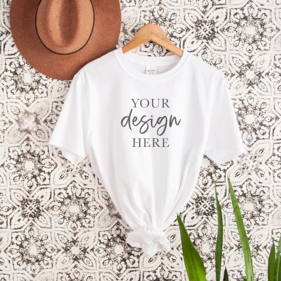 Gildan 64000 Mockup White T-shirt 