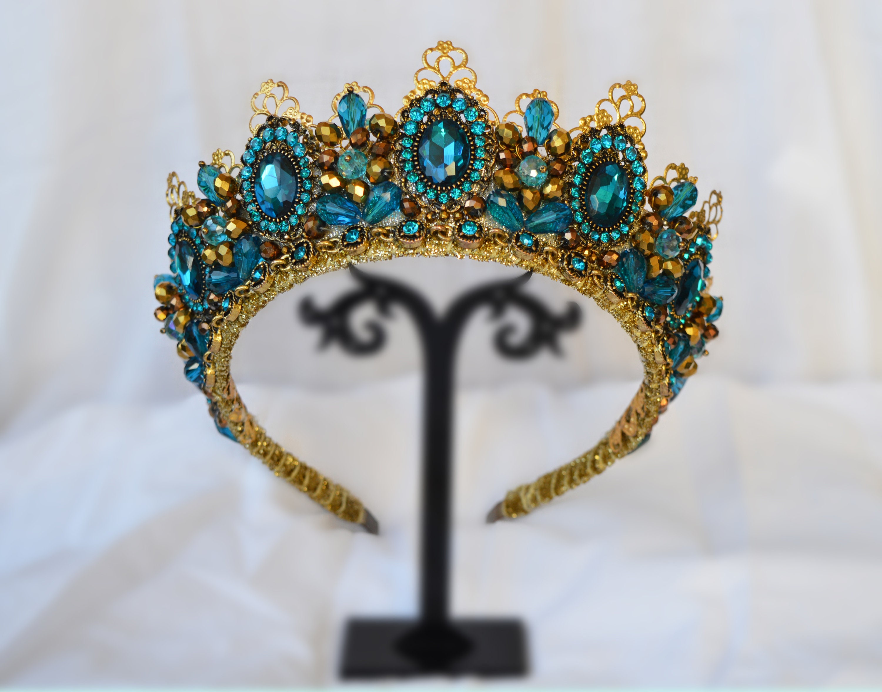 Diadem handmade crown tiara turquoise diadem for any age Etsy
