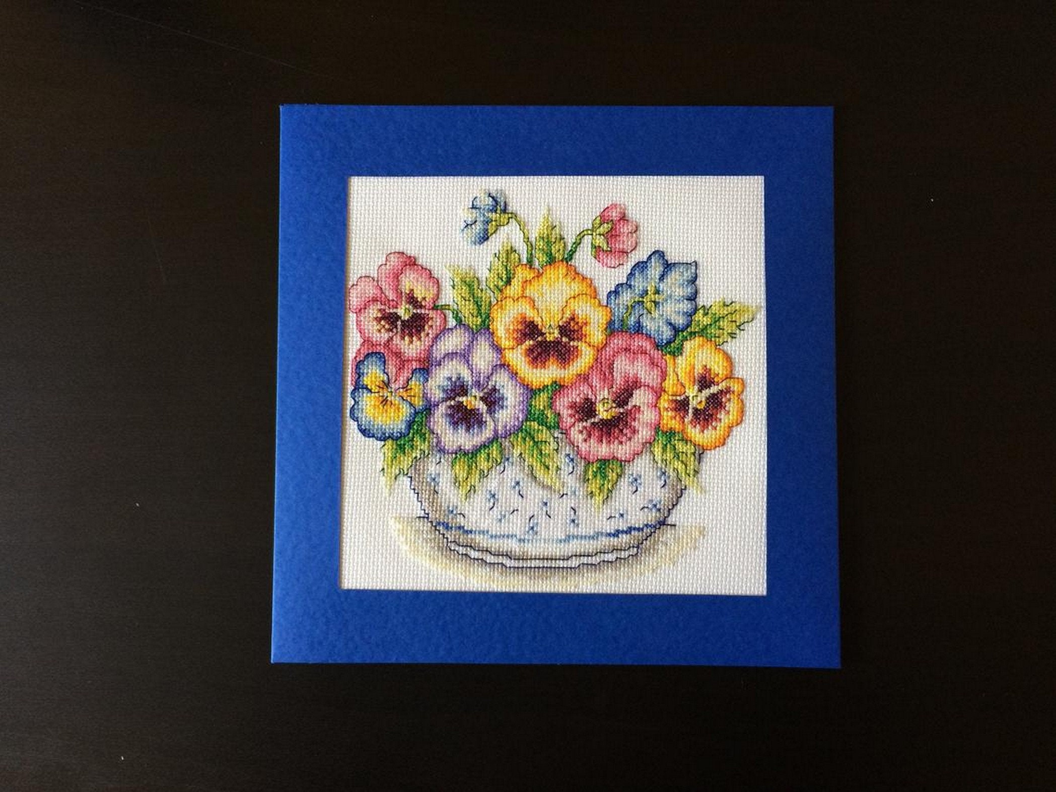 Unique Handmade Complete Cross Stitch Winter Blue Flower Gift Etsy