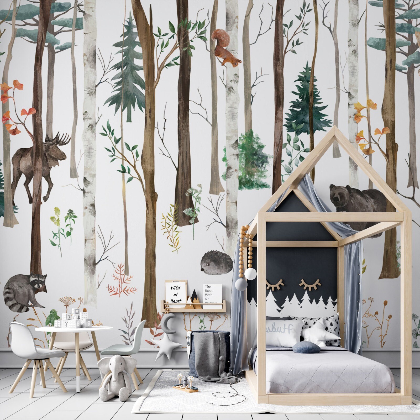 Kids Forest Animals Wallpaper Nursery Snowly Forest Animals Etsy