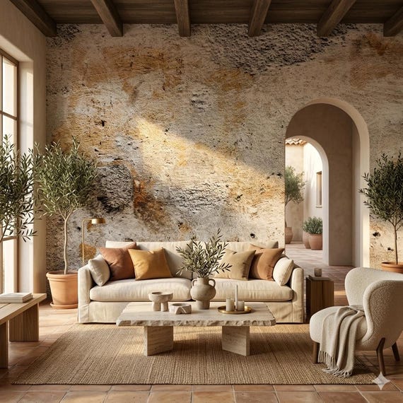 Industrial Concrete Texture Wallpaper, Modern Loft Wall Decor