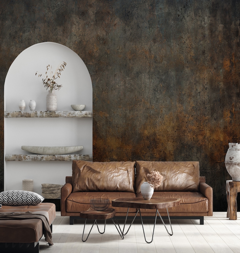 Rusty Metal Peel and Stick Wallpaper | Industrial Copper Oxide Wall ...