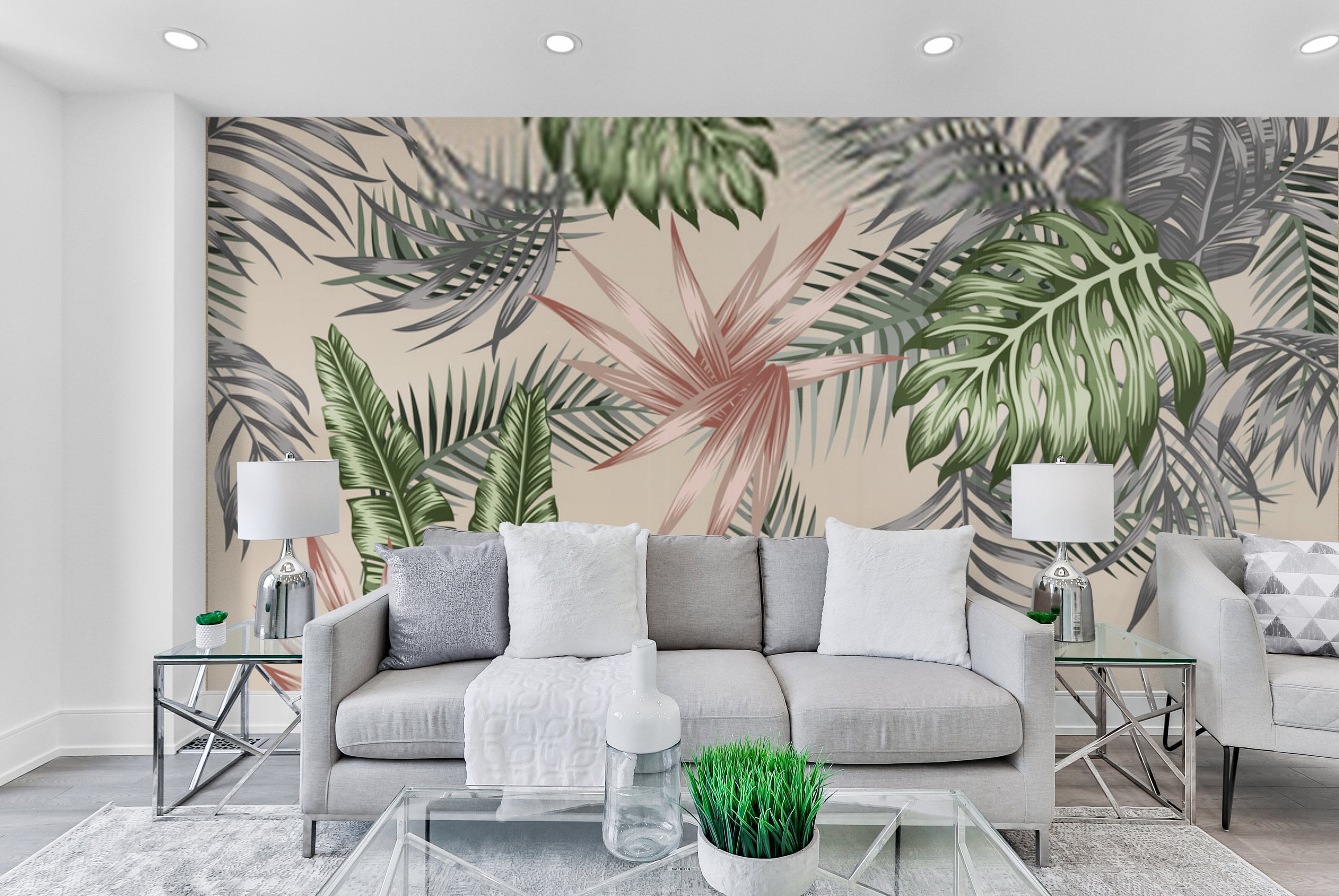 Green Leaves Wall Mural - Tropical Peel and Stick Wallpaper - Etsy