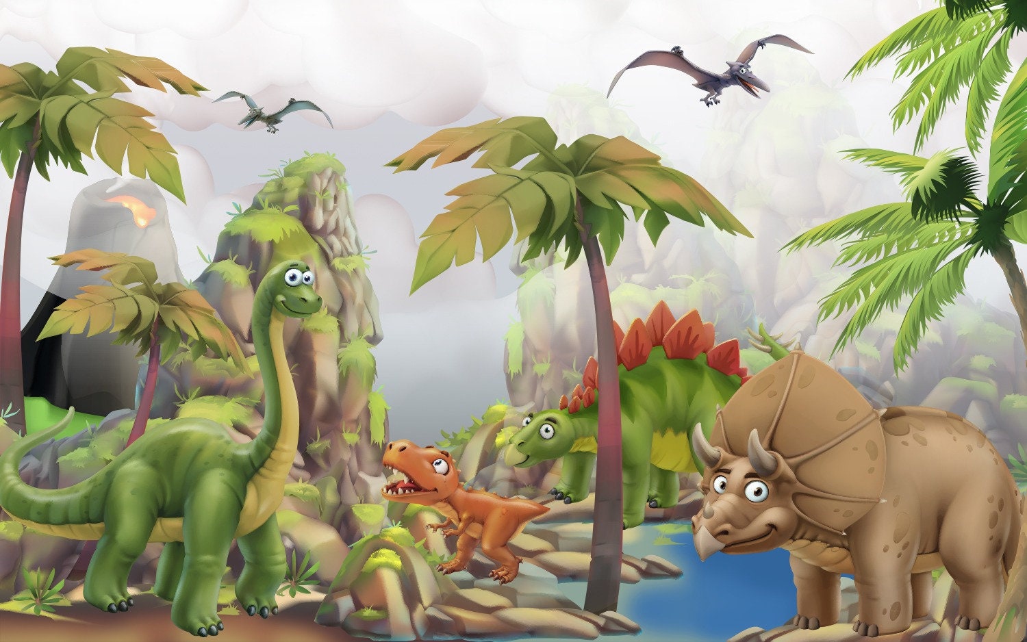 Dinosaur Wallpaper Kids Wallpaper Peel and Stick Jurrasic Wall - Etsy