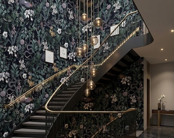 Dark Academia William Morris Wallpaper, Victorian Gothic Floral Wall Mural, Vintage Botanical Snake Bird, Moody Bedroom Peel Stick