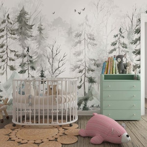 Papier peint pour enfants - Décoration murale autocollante pour chambre d'enfant - Arbres de fourmis, décoration murale auto-adhésive - Décalcomanie forêt pour chambre d'enfant