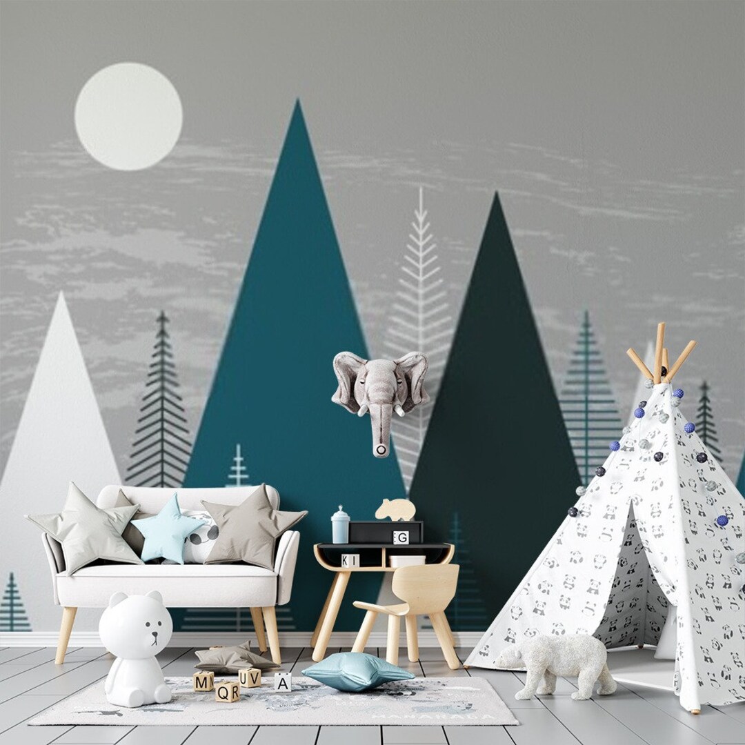 Mountain Nursery Wallpaper Mural: Peel and Stick Kids Room Decor - Etsy