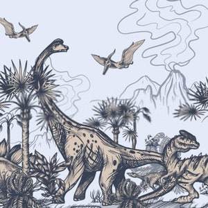 Dinosaur Wallpaper Kids Wallpaper Peel and Stick Jurrasic Wall Mural Kids Self Adhesive Nursery Wall Mural Child Room Dinosaur Wall Mural