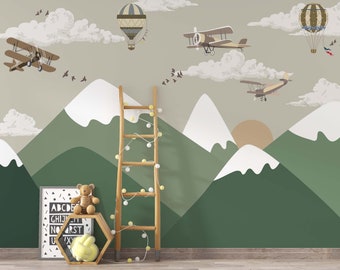 Hot Air Balloon Nursery Wallpaper - Removable Kids Room Mural