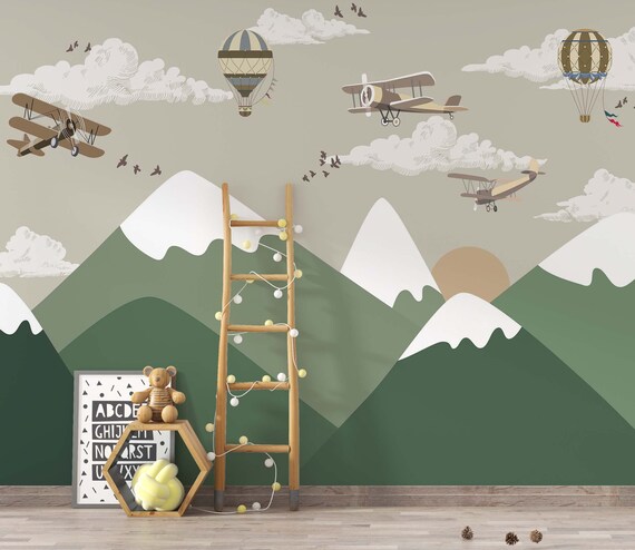 Hot Air Balloon Nursery Wallpaper - Removable Kids Room Mural