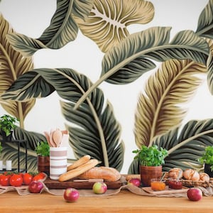 Tropische bunte Bananenblätter Tapete Wandbild schälen und aufkleben Wohnzimmer Schlafzimmer Dekor trendige Wandkunst Design benutzerdefinierte Größe