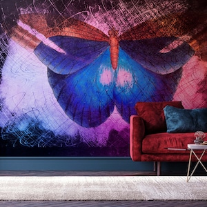 Schmetterling Muster Tapete-Bunter Schmetterling-Home Wand Design-Schmetterling Wand Kunst-Home Wand Kunst-Bunt-Spezialanfertigung- Schälen und aufkleben