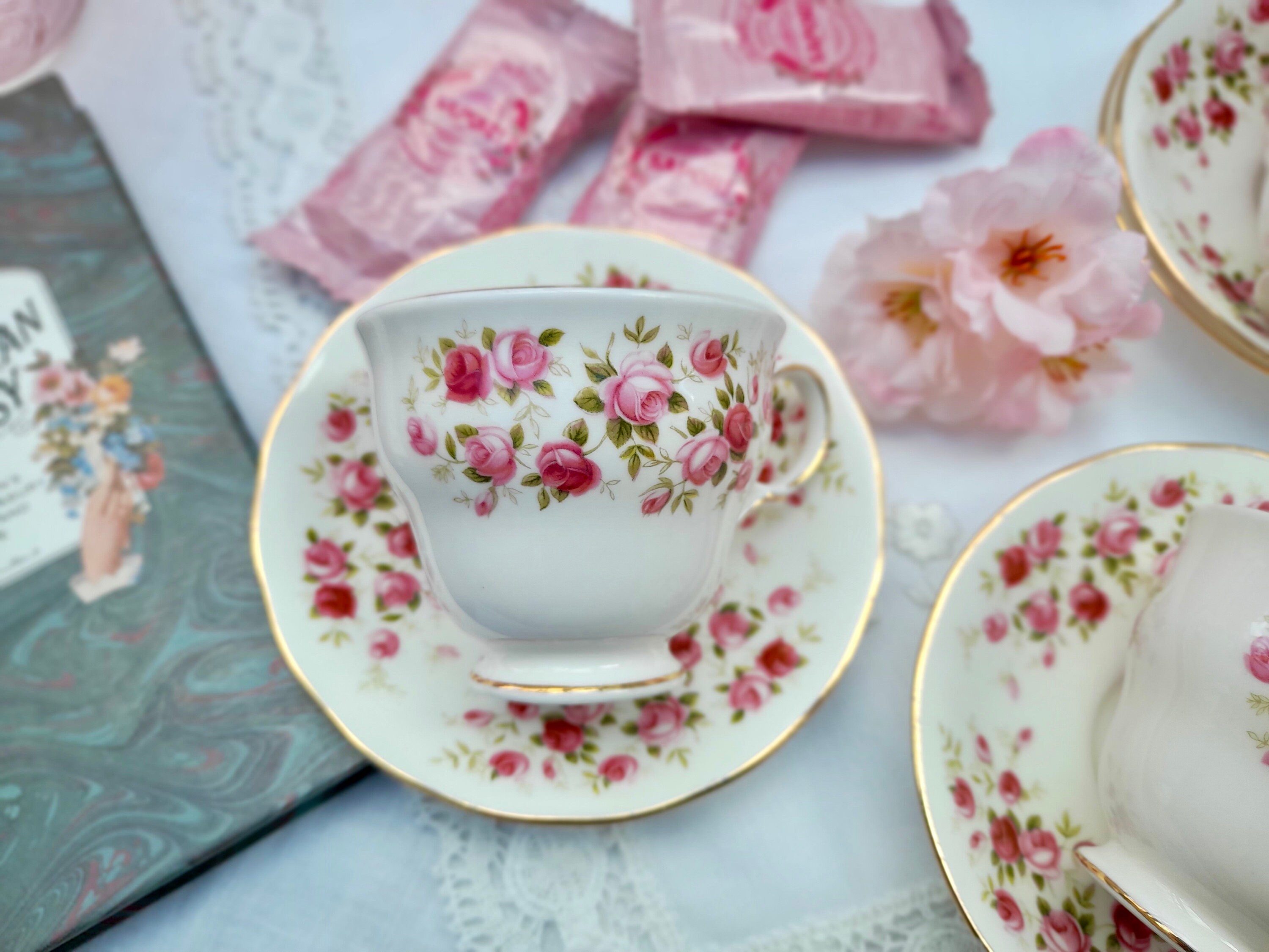 Colclough Vintage Afternoon Tea Set for Four Rose Beauty Etsy