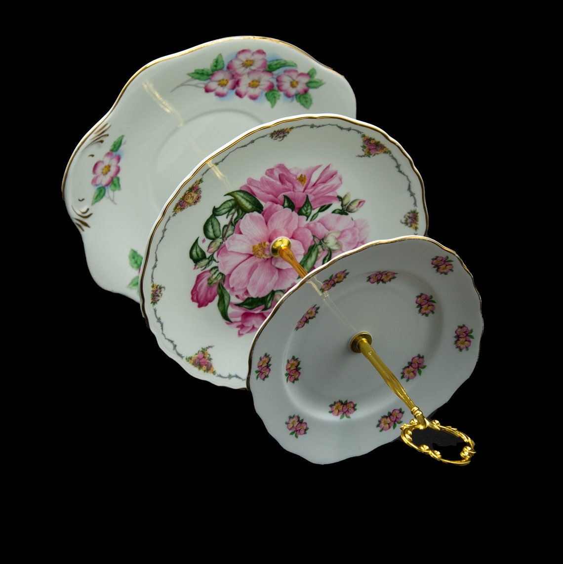 Pink Camellia Bone China Cake Stand Royal Albert Etsy