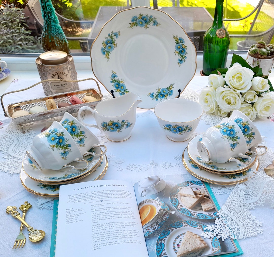 Queen Anne Bone China Afternoon Tea Set for Four Blue Etsy