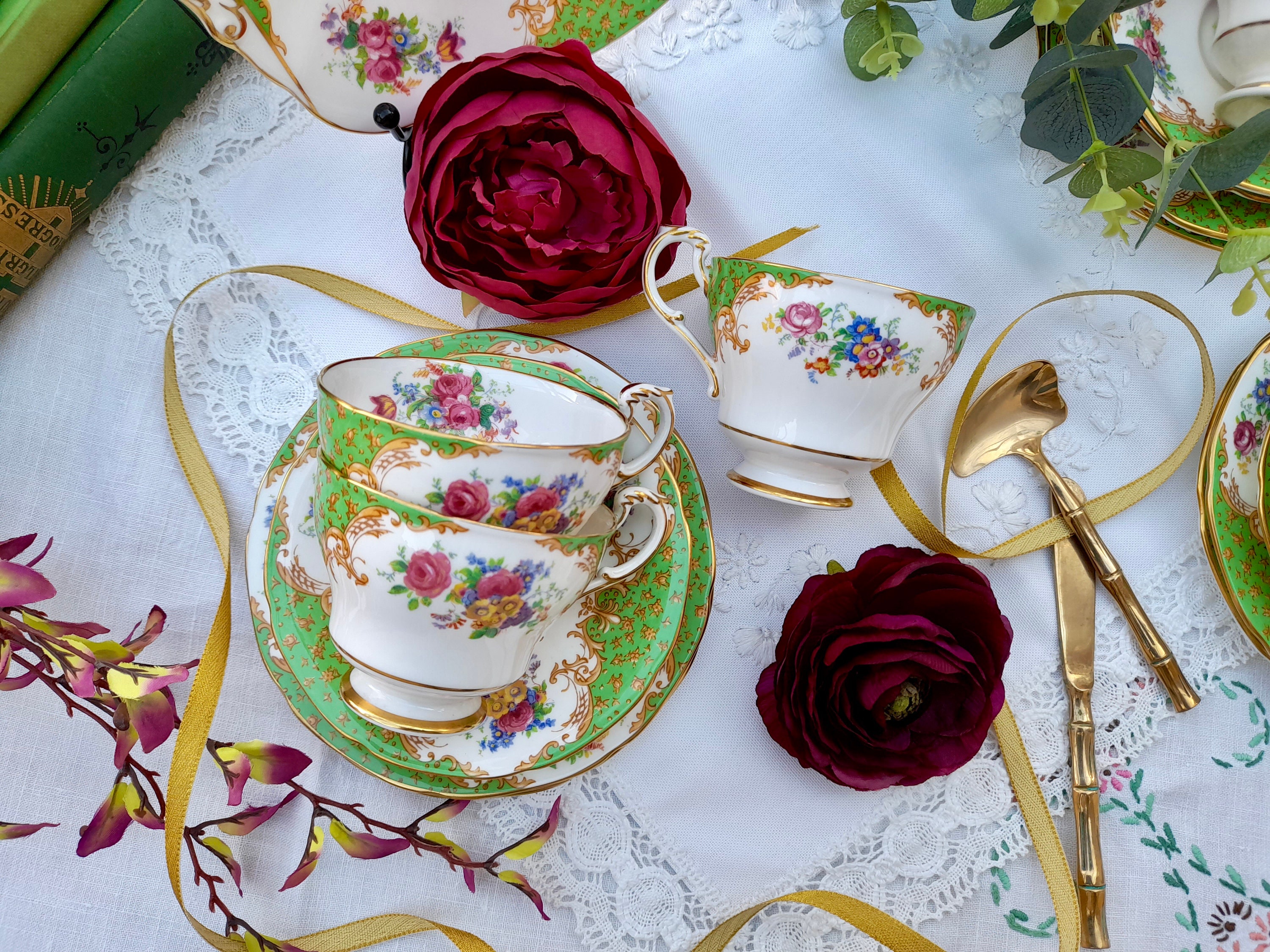 Paragon Rockingham Green Vintage Afternoon Tea Set for Six - Etsy
