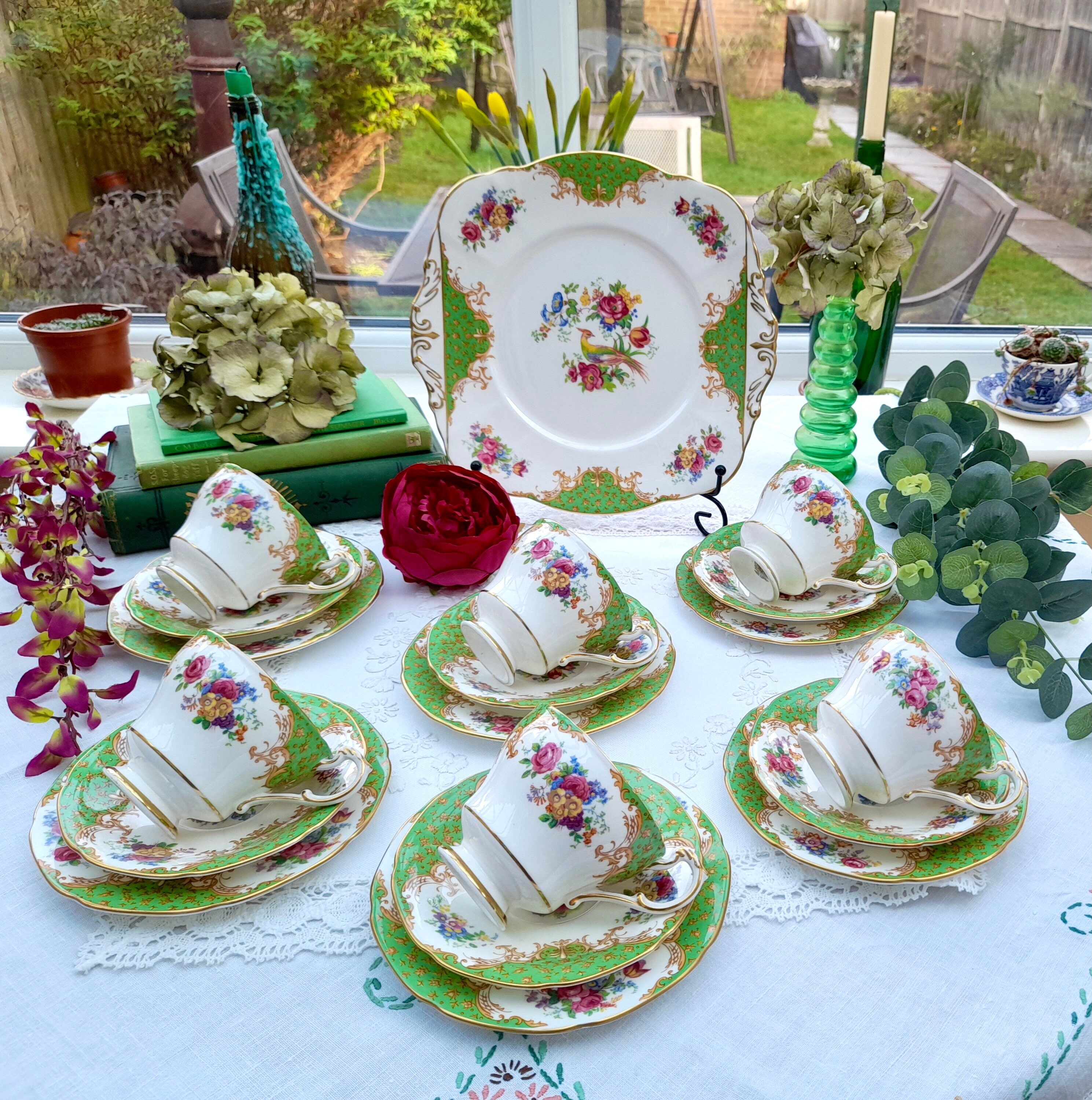 Paragon Rockingham Green Vintage Afternoon Tea Set for Six - Etsy UK