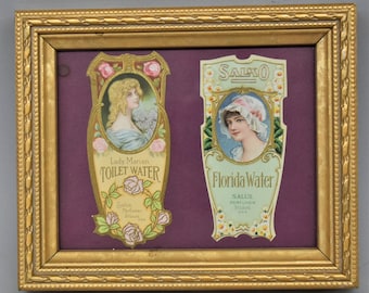 Antique Advertising Embossed Die Cut Paper Litho Perfume Bottle Labels