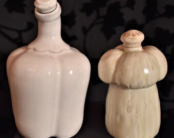 Vintage Porcelain Nip Liquor Flask Figural Bottle-Mushroom/Pepper Flasks