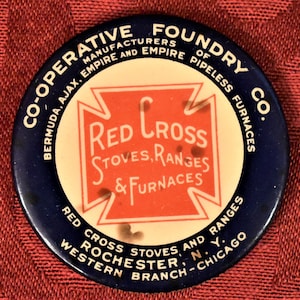 Antique Advertising Celluloid Pocket Mirror for Red Cross Stoves
