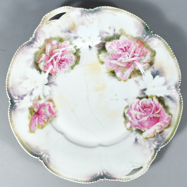 Antique R S Prussia Porcelain Hand Painted Plate/Platter Rose Motif