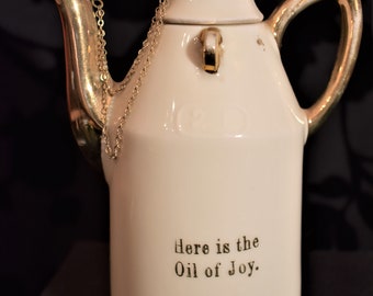 Vintage Porcelain Nip Liquor Flask Figural Bottle-Oil of Joy Bottle