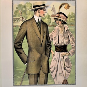 Fabulous Antique Haberdashery Catalog Lithograph Page from 1915 Globe Tailoring Co. Milwaukee, Wisconsin
