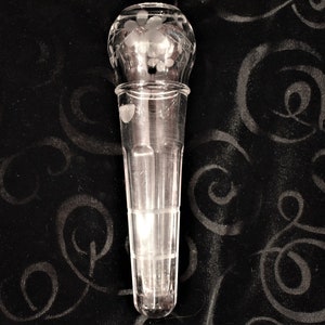 Antique Model A or T Hearse Car Glass Bud Flower Etched Clear Glass Vase