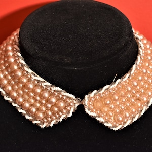 Lovely Vintage Faux Pearl & Beaded Collar Necklace