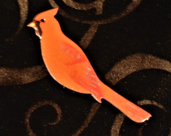 Vintage Enamel Cardinal Bird Pin