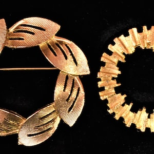 Two Vintage Gold Tone Lapel Pins Brooches