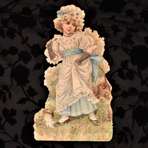 Cantiga de berçário de papelão recortado antigo Little Miss Muffett cavalete traseiro
