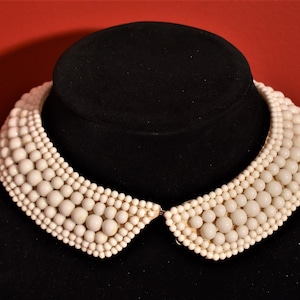 Simple Multi Row White Bead Collar Necklace