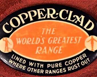 Antique Advertising Celluloid Pocket Mirror for Copper-Clad Range