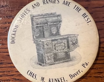 Antique Advertising Celluloid Pocket Mirror for Dockash Stoves and Ranges