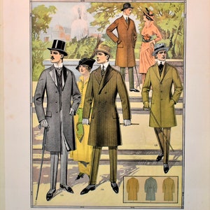 Fabulous Antique Haberdashery Catalog Lithograph Page from 1915 Globe Tailoring Co. Milwaukee, Wisconsin