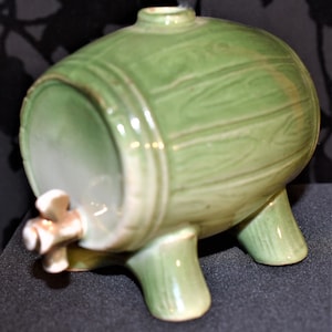 Vintage Porcelain Nip Liquor Flask Figural Bottle-Barrel
