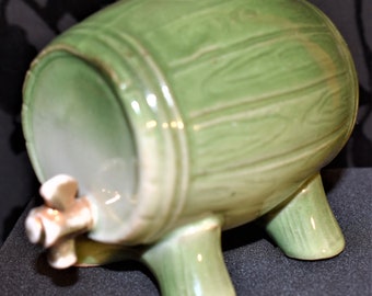 Vintage Porcelain Nip Liquor Flask Figural Bottle-Barrel