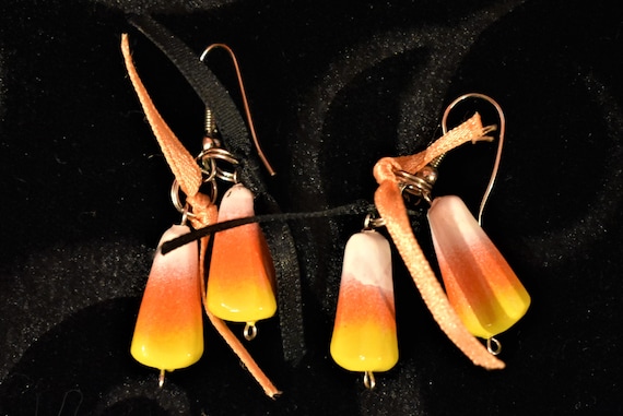 Vintage Halloween Candy Corn Earrings - image 1