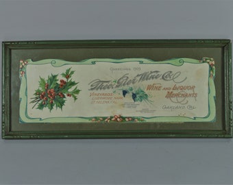 Antique Advertising 1909 Holiday Greetings Embossed Die Cut Cardboard Sign