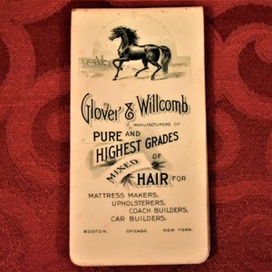 Rare Antique Advertising 1901-1902 Celluloid Notebook/Calendar Compliments of Glover & Willcomb