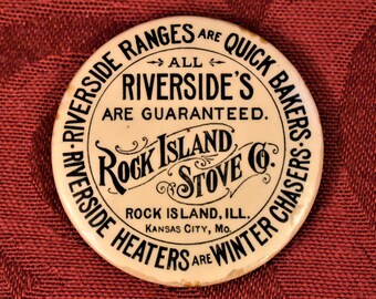 Antique Advertising Celluloid Pocket Mirror for Rock Island Stove Co. Rock Island